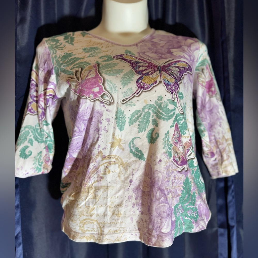 Cactus Purple and Cream Butterfly Blouse